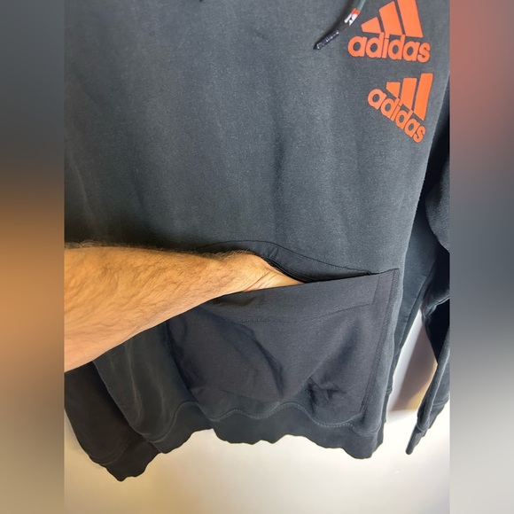 Adidas Sustainability Mens kangaroo Pocket Hoodie Sweatshirt Size M Charcoal - Picture 3 of 14
